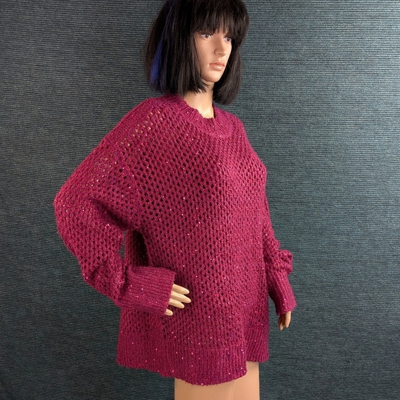 Jessica Simpson Mukami Open Stitch Pullover Magenta Purple - Picture 8 of 16